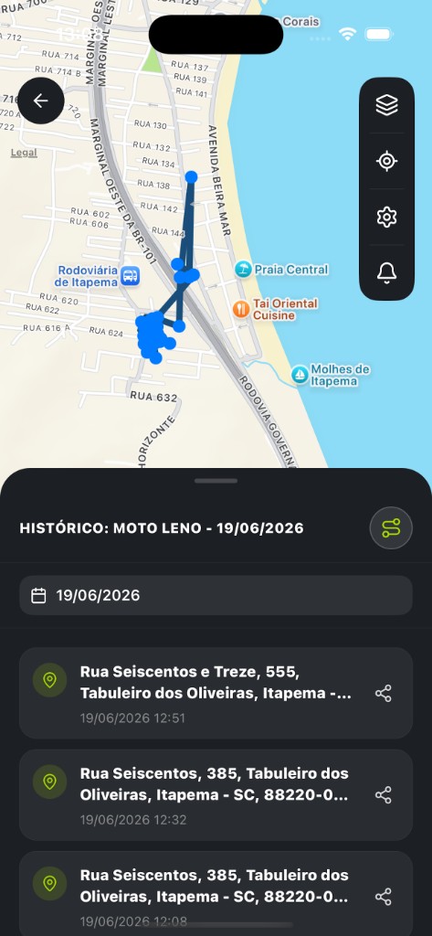 Histórico de Rotas